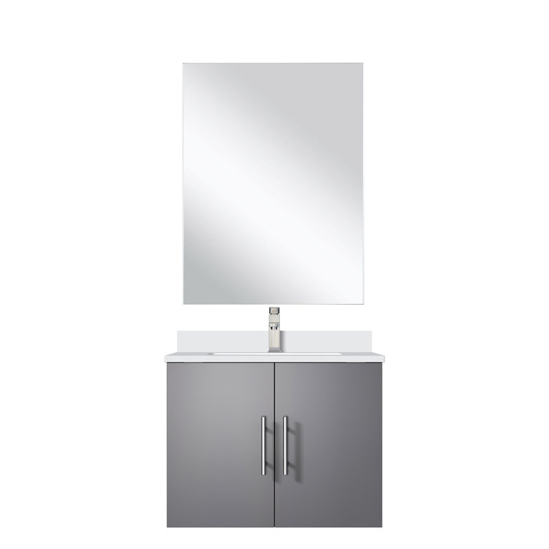 Meuble-lavabo gris foncé l 24 po x P 22 po, comptoir en quartz blanc, robinet et miroir de 18 po - construction durable et résistante aux égratignures - fabrication durable 24 po. 22 pi