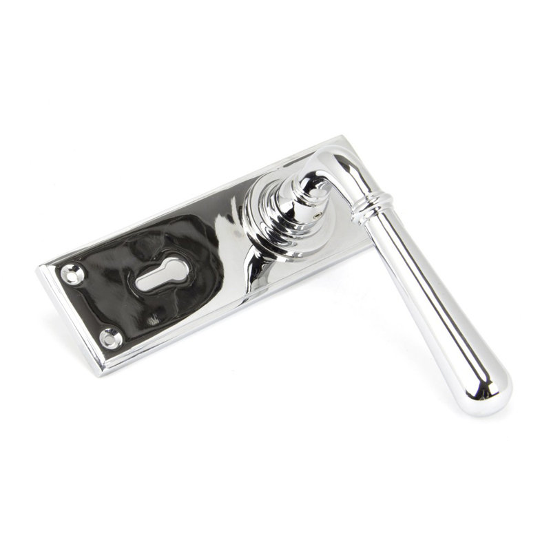 Newbury Lock Door Handle Kit, Polished Chrome