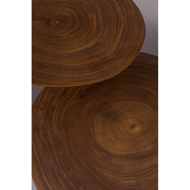 Mathison Circular Duo Walnut & Iron Side Table