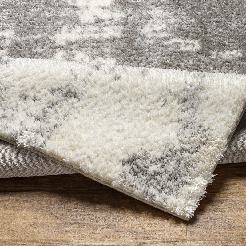 Rectangle Parmelee Abstract Polyester Area Rug in Grey, Rectangle 7'10" x 10'