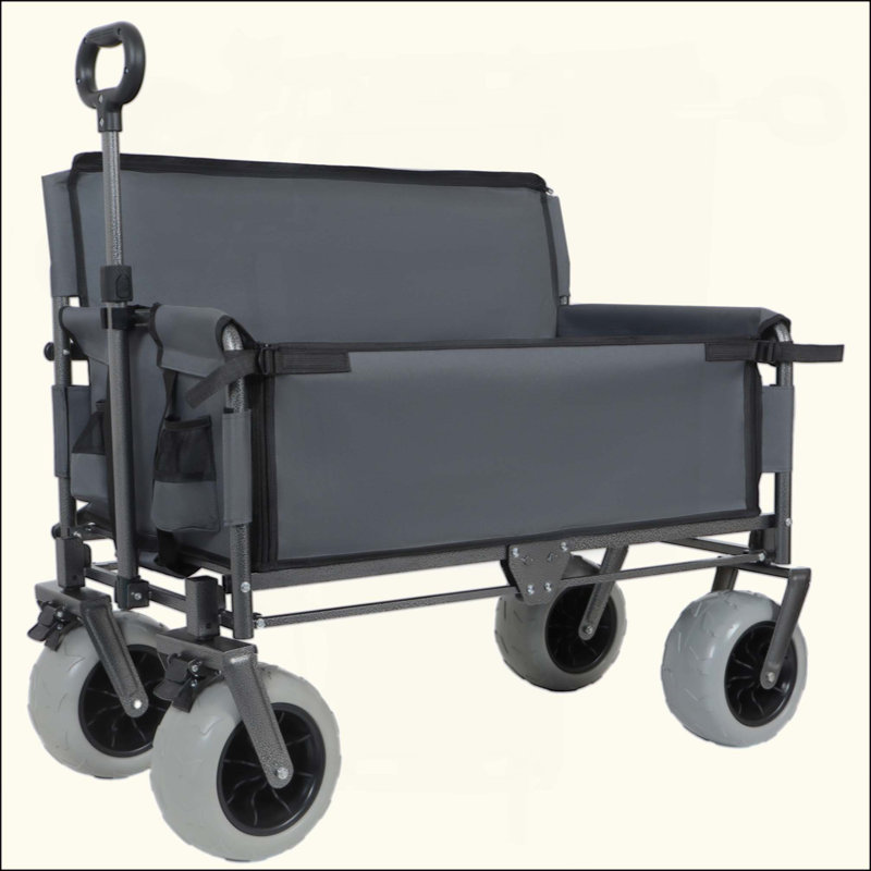 Chariot pliant 3-en-1 avec banquette - capacité de 500 lb de pneus de plage de 9 po x 4 po pour le camping et la plage
