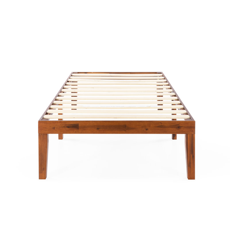 Lit plateforme en bois massif Kizer, Simple, Cerisier
