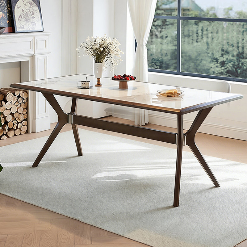 Nu-brown Rectangular Sintered Stone tabletop Dining Table, 29.53"H x 62.99"L x 31.5"W