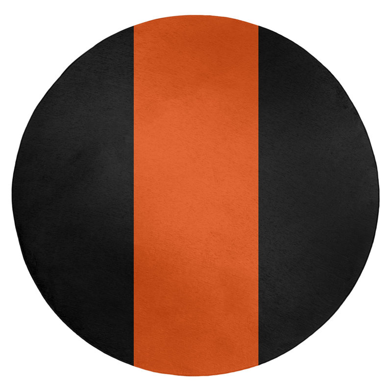 Tapis orange/noir, Rond 5 pi