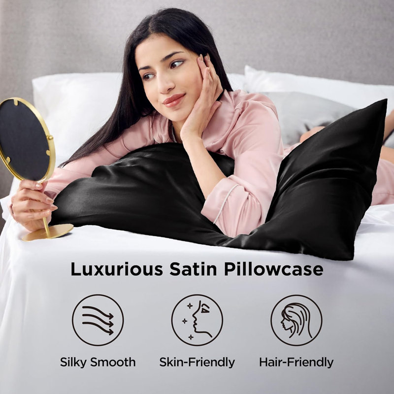 Polyester Pillowcase with Envelope Closure, Queen Pillowcase , Black
