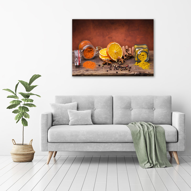 Glass Print Wall Art 100X70cm Image Printed On Glass Decorative Wall Picture Behind Toughened / Tempered Safety Real Glass For Kitchen & Living Room Theme:Mix Of Spices