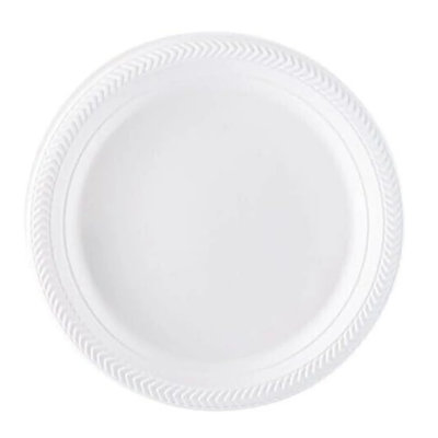 Disposable Plastic Serving Round Plates 9" White