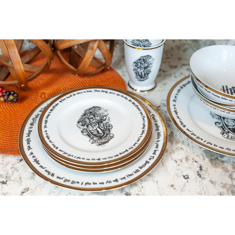 White Ceramic Hogwarts House 16-Piece Dinnerware Set