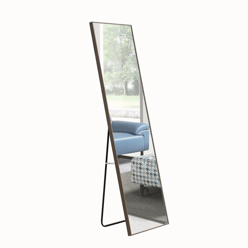 3rd Generation Gray Solid Wood Frame Full Length Mirror, Versatile for Dressing, Bedroom, Porch, and Clothing Store Use, Floor or Wall Mounted.