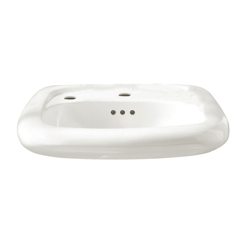 Lavabo de salle de bain mural rectangulaire en porcelaine vitrifiée avec trop-plein Murro, Simple