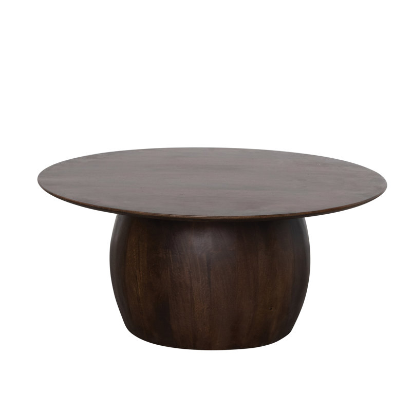 Asher Modern Mango Wood Round Accent Table, Dark Walnut, Walnut