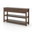 Console en bois avec 3 tiroirs, façades de tiroirs encastrées en bois aggloméré avec poignées en métal antique rétro, 2 tablettes de rangement ouvertes