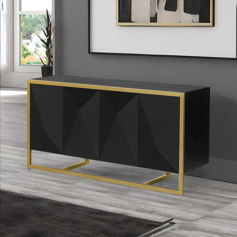 Buffet moderne en placage d'acajou, Noir, noir, noir, noir