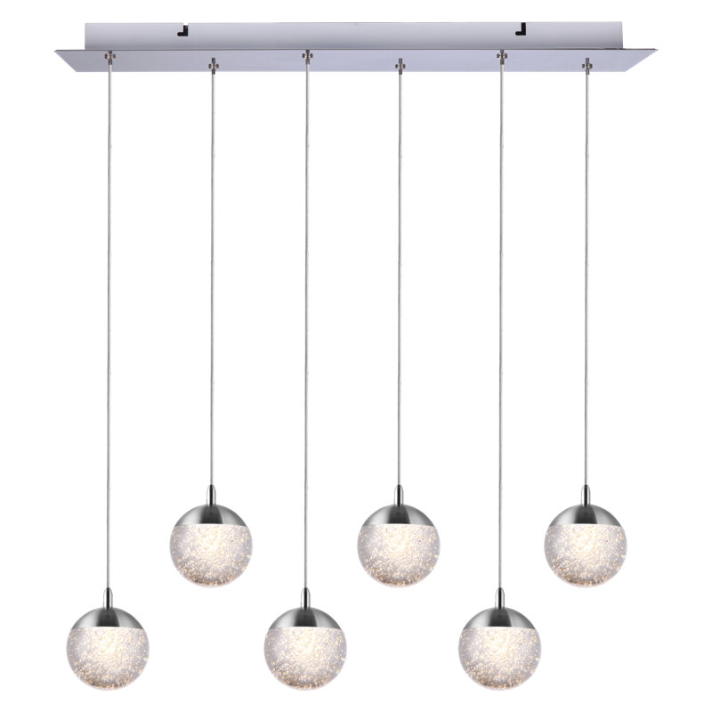 Luminaire suspendu sphère 6 lumières DEL Heatherly, Nickel