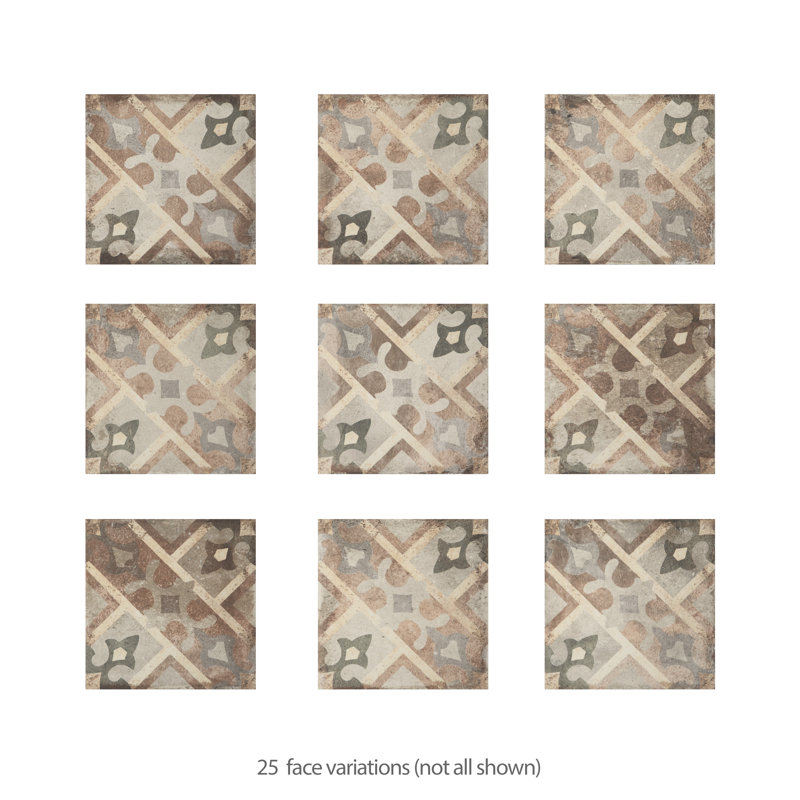 DAnticatto Decor 9" x 9" Porcelain Patterned Wall & Floor Tile