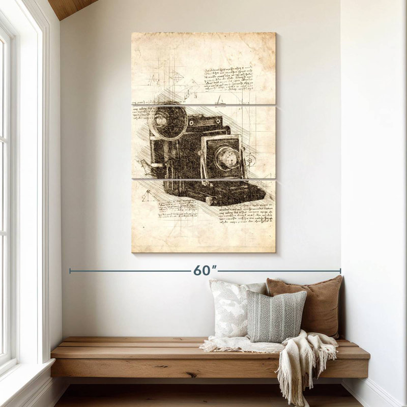 Old Camera Blueprint, 50" H x 32" W
