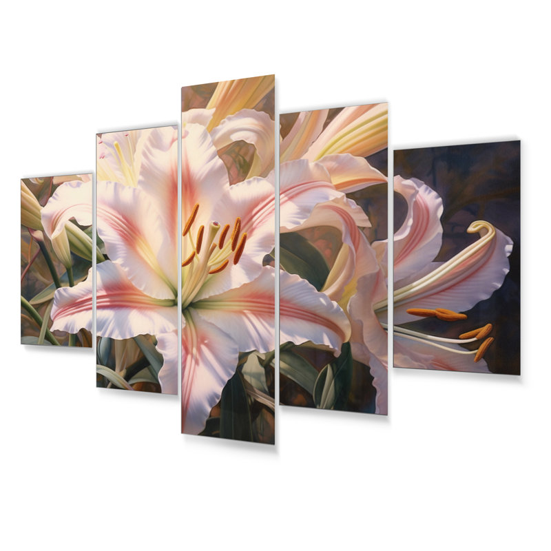 Ensemble de décoration murale en métal rose et vert Lily Serenade