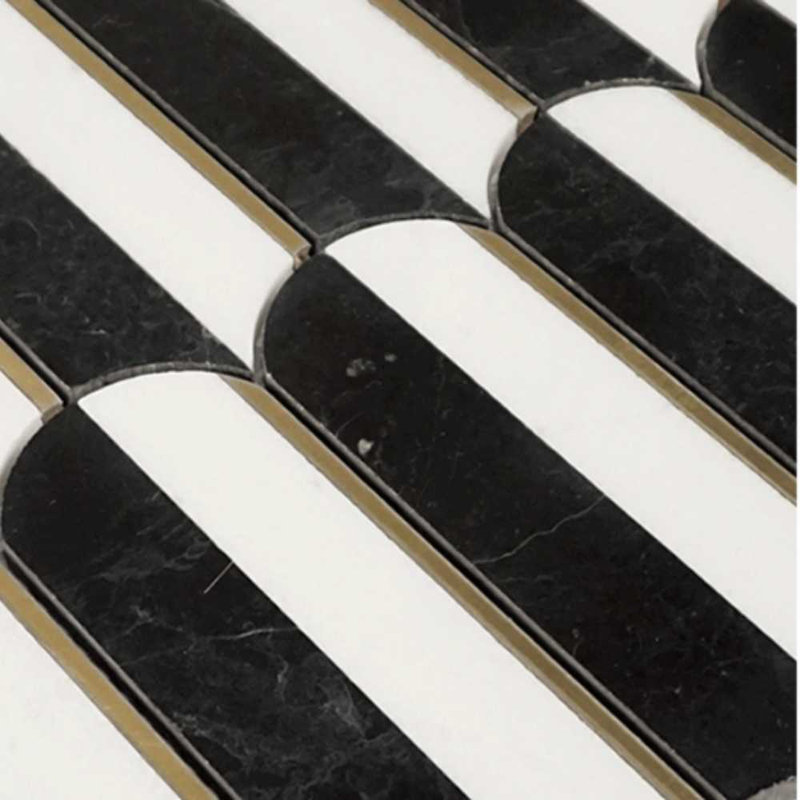 Mad Decade 12" x 12" Marble Mosaic Tile, Black
