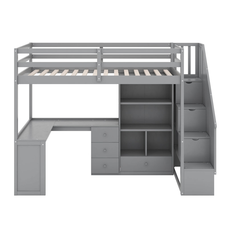 Lit mezzanine simple avec bureau, Gris
