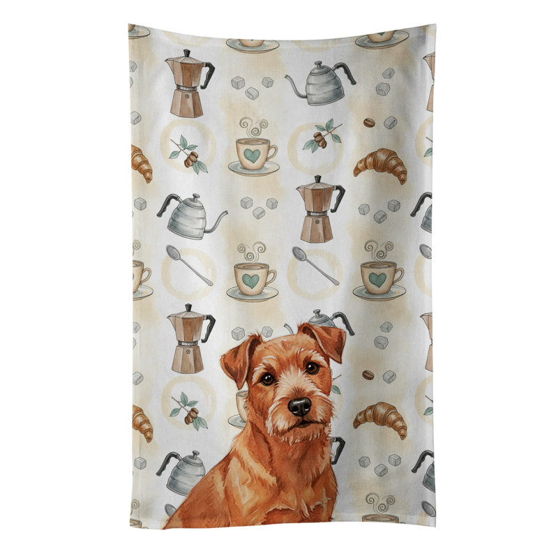 Serviette de cuisine Coffee Bar, Rouge Norfolk Terrier rouge