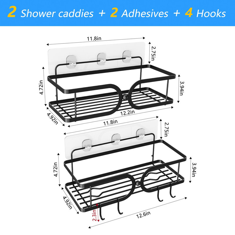 Douche en acier inoxydable Marcelena (ensemble de 2), Noir