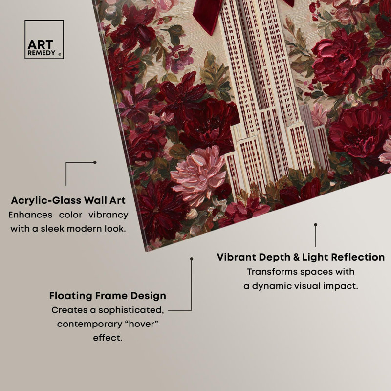 Impression sur acrylique Empire Art Building Bow Glam par Art Remedy, H 36 po x l 24 po