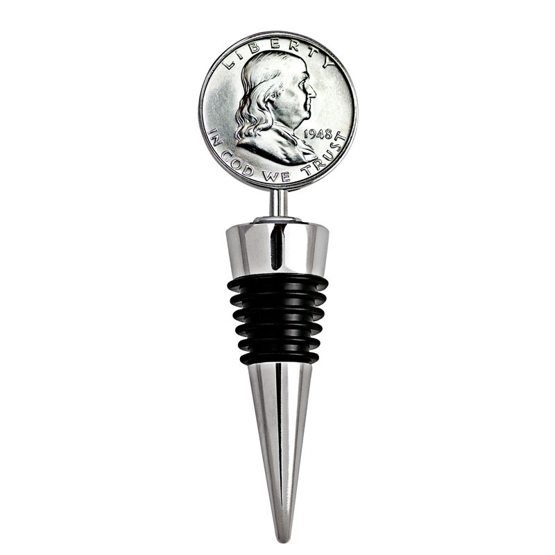 Silver Franklin Half Dollar Coin Metal Wine Stopper