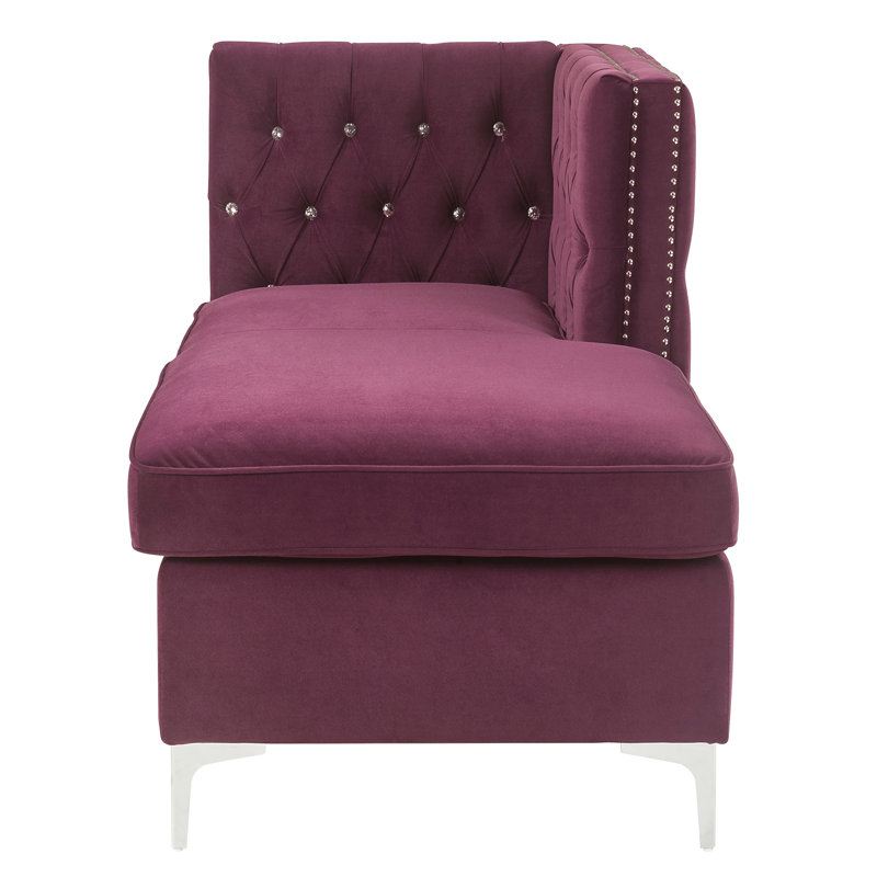 Chaise longue rembourrée Haoyuan, Velours bourgogne