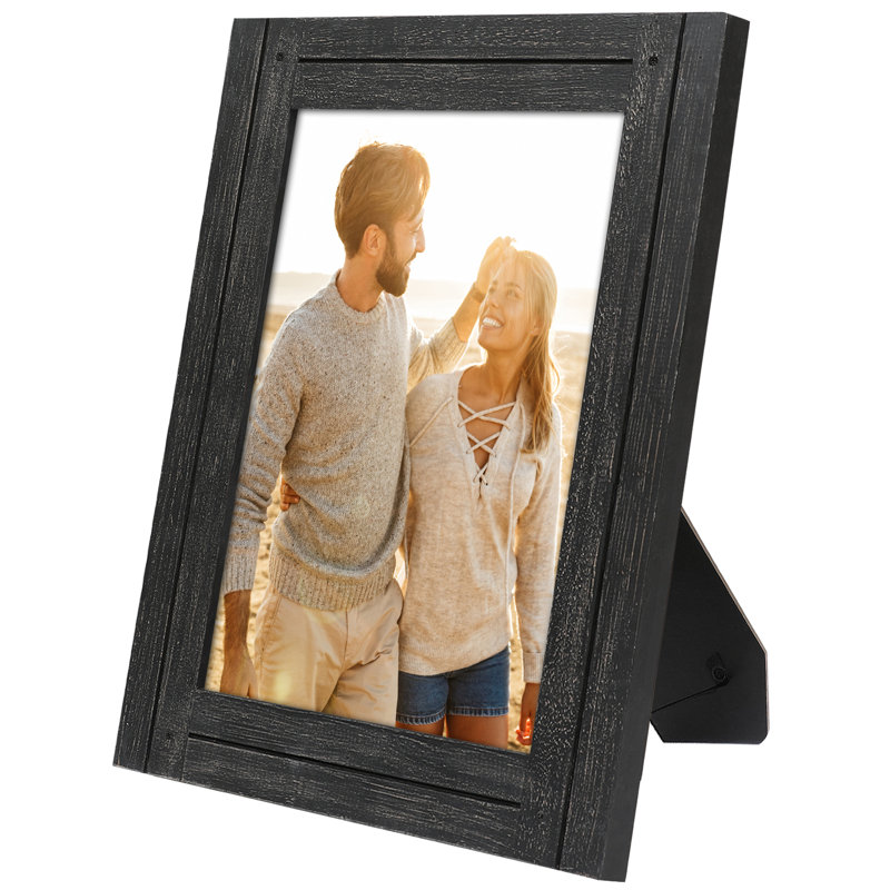 Cadre photo Americanflat rustique - poli, verre transparent, Charcoal Black, 9" x 12"