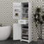Armoire de rangement pour salle de bain haute avec armoire à porte simple et tiroir réglable
