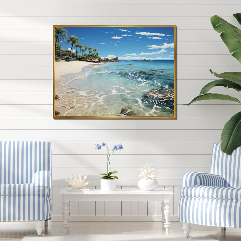 Ayr Beach Sandy Paradise I, Encadrement doré, H 12 po x l 20 po x P 1 po