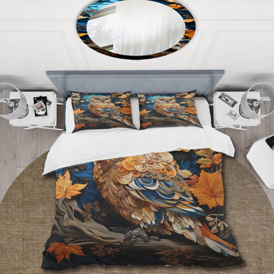 Brown Owl Overture I - Owl Duvet Cover Set - Microfiber Polyester