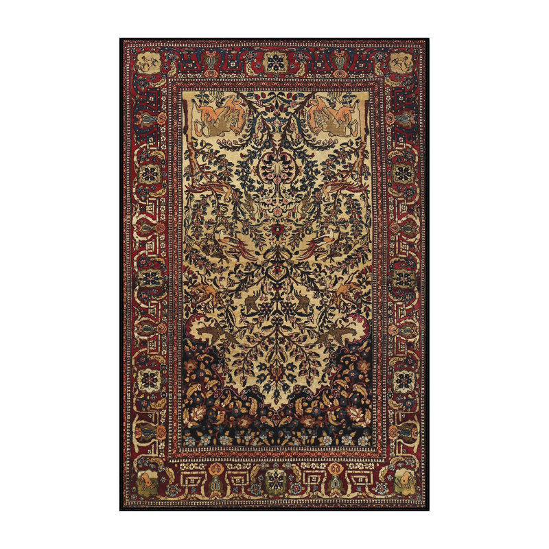 Tapis rouge/noir/brun traditionnel Dandor, Rectangle 7 pi x 9 pi