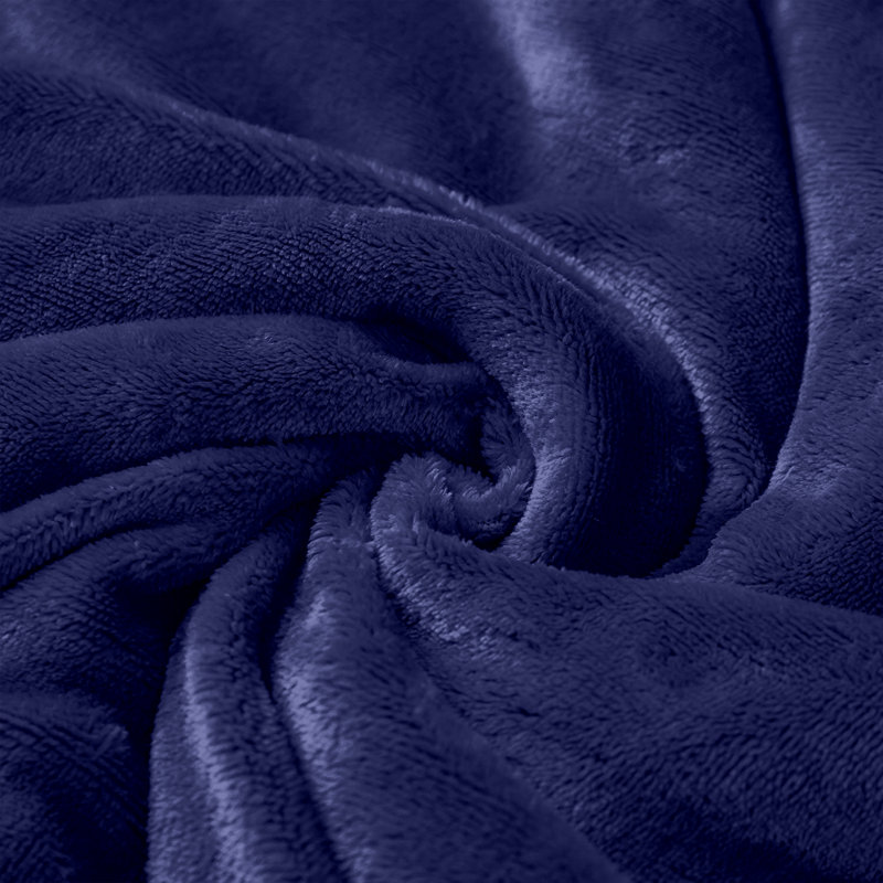 Sherpa Fleece Fur Thick Reversible Blanket Throw, Navy Blue, 240cm x 200cm