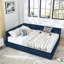 Structure de lit de jour en velours grand avec tiroirs de rangement et support de dossier-999509624