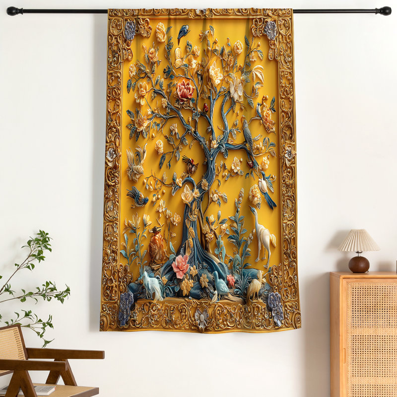 Mitsuhiro 100% Polyester Blackout Window Curtain 1 Panel (52" x 84"), Mustard