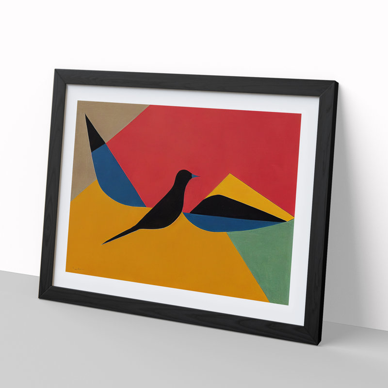 Dove Bird Abstract Vol.3 - Single Picture Frame Painting, Black, 34cm H x 46cm W x 2cm D