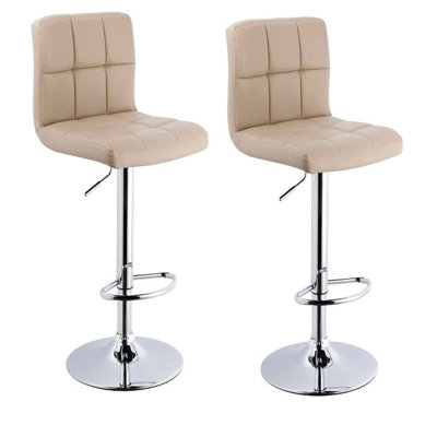 Cular Swivel Upholstered and Faux Leather Adjustable Height Bar Stool
