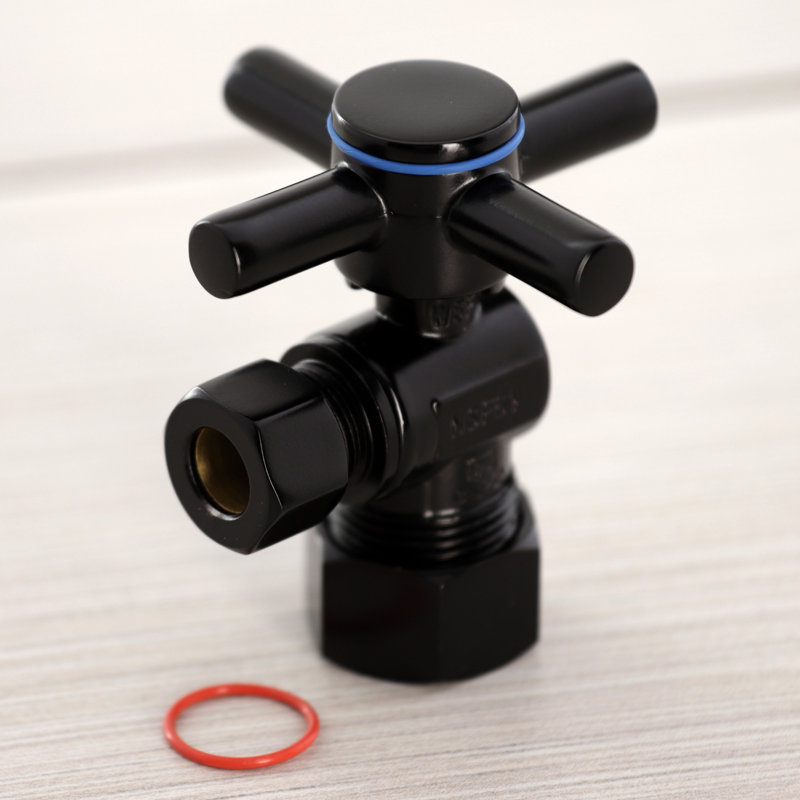 Kingston Brass Concord 5/8-Inch OD Comp x 3/8-Inch OD Comp Quarter-Turn Angle Stop Valve, Matte Black