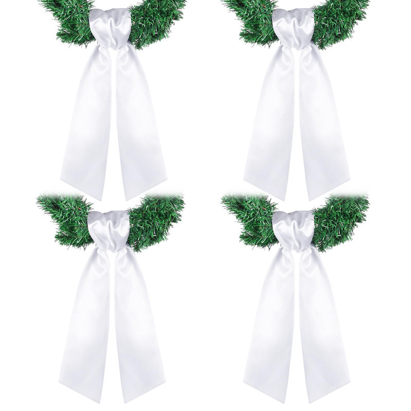 4 pièces de ceintures de couronne pour porte d'entrée, accessoires de ceinture de couronne pour broderie, pièces brutes pour broderie, monogramme, fête intérieure, décor de mariage intérieur, 4,49 po x 56,3 po (blanc)