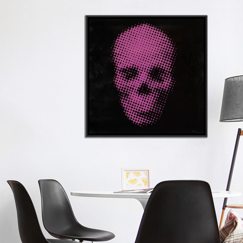 « rose crâne », impression sur toile, H 37 po x l 37 po x P 1,5 po, Toile avec cadre noir, Pas de tapis
