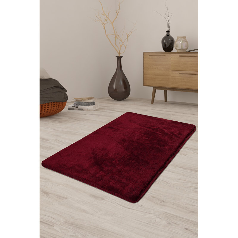 Premium Cherry Acrylic Carpet, 31.5 x 55.1 inches | 100% Acrylic with 0.7-1.2 in Pile Height | Antibacterial, Non-Slip Underside, Machine Washable | Ideal for Living Room, Bedroom, and Home Decor