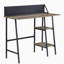 Bureau d'écriture rustique en chêne et noir à 2 tablettes avec base en forme de H