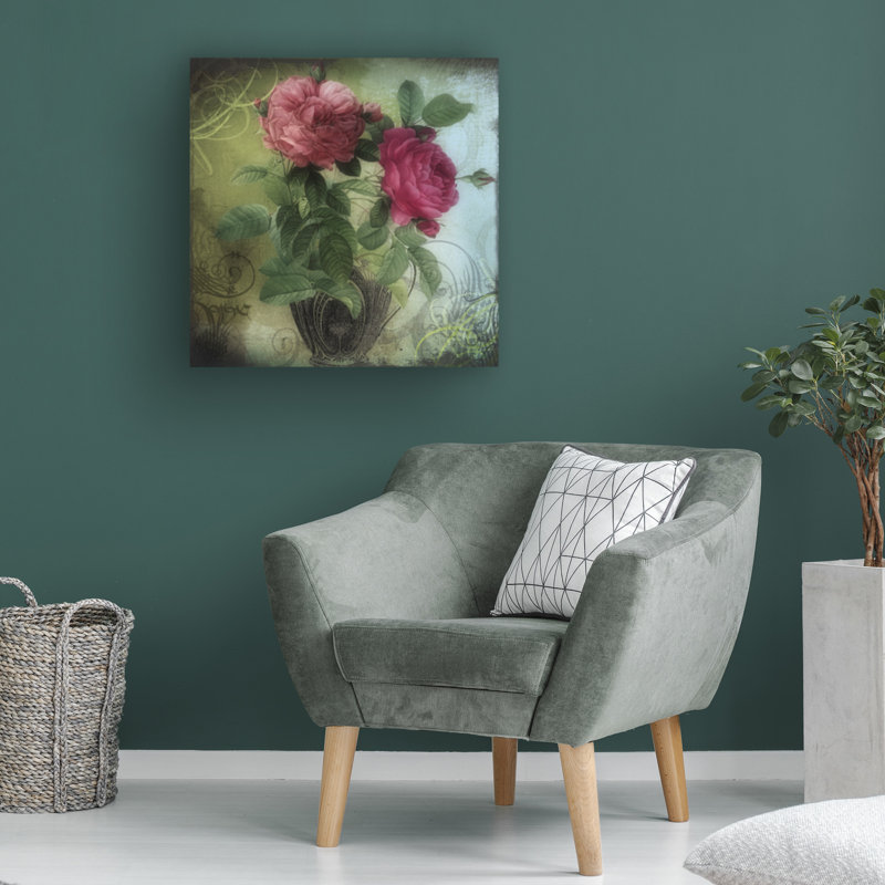 Art sur toile, Bolo Sasha, thé et roses II, H 14 po x l 14 po
