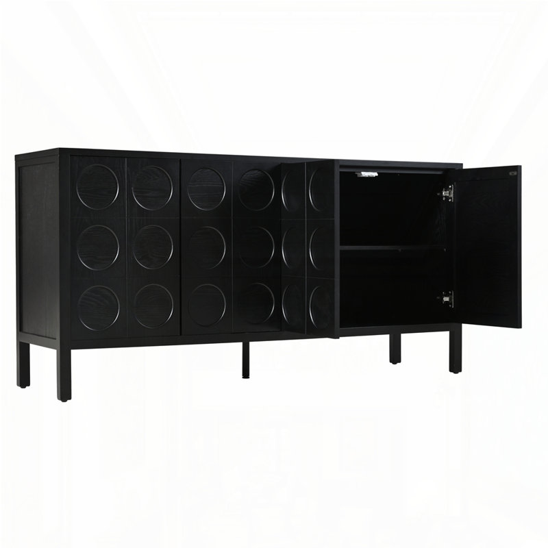 Élégante armoire de rangement en bois avec porte à cercle géométrique unique