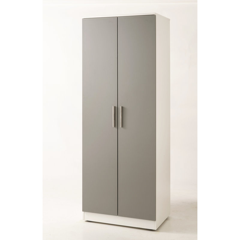 Fully Assembled Vanleer Contrast 2 Door Wardrobe, Grey / White Matt Veneer 2
