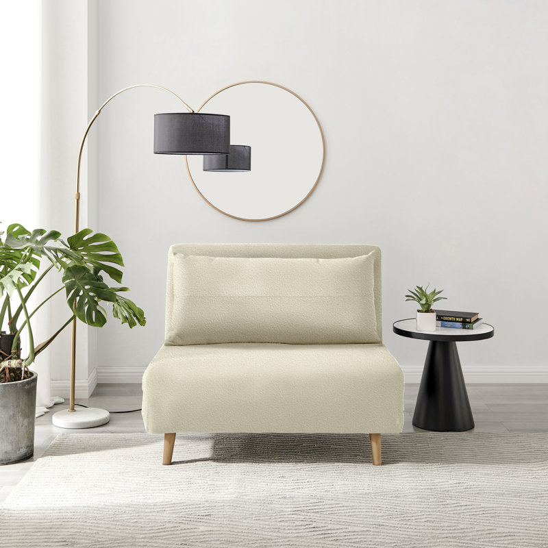 Brody Futon Sofa Bed - Luxury Simple Modern Folding Design, White Boucle