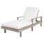 Chaise longue d'extérieur réglable à 5 positions avec structure en bois massif, coussins épais et accoudoirs Jovi-126554039-126554038