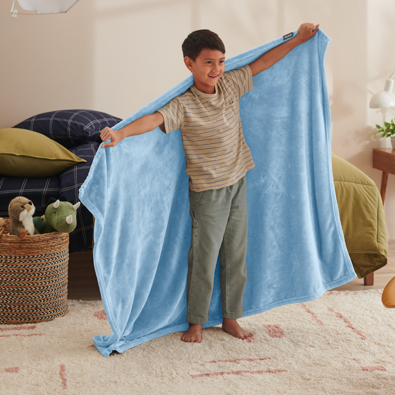 Bare Home Microplush Fleece Blanket - Kid, Light Blue