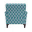 Fauteuil d'appoint avec treillis turquoise et pieds en bois massif brun foncé